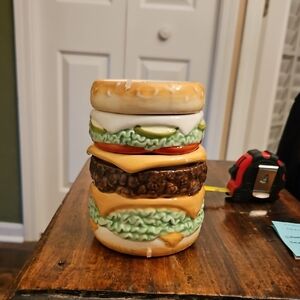 Stacked Burger Ceramic Measuring Cups.  1 C, 1/2 C, 1/3 C & 1/4 C